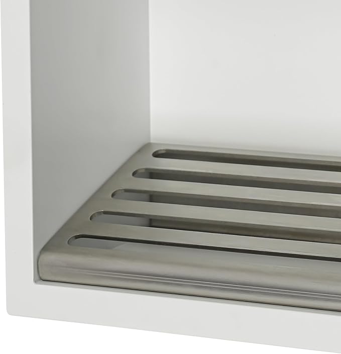 Hollow Furnishings, Stainless Steel Recessed Storage Cabinet for Bathroom - Space-Saving Wall-Mounted Design, Rust-Resistant, Easy Install (White, 34x18x10cm)