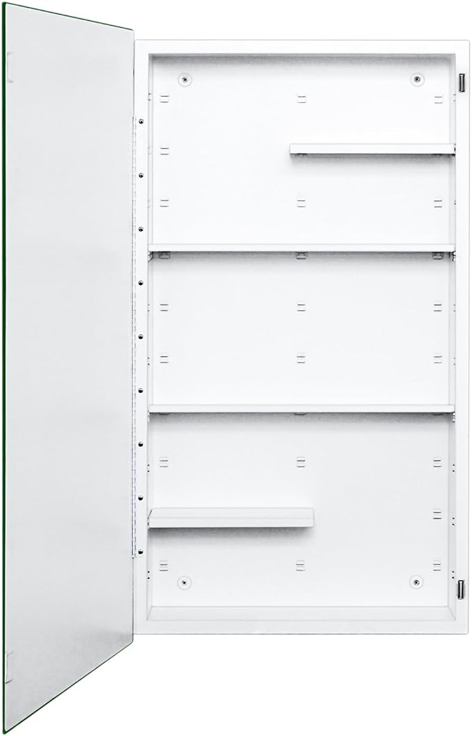 Fundin White Medicine Cabinet Recessed or Surface Mount, Bathroom Medicine Cabinet with 20 x 36 Mirror Size and Adjustable Staggered Shelves
