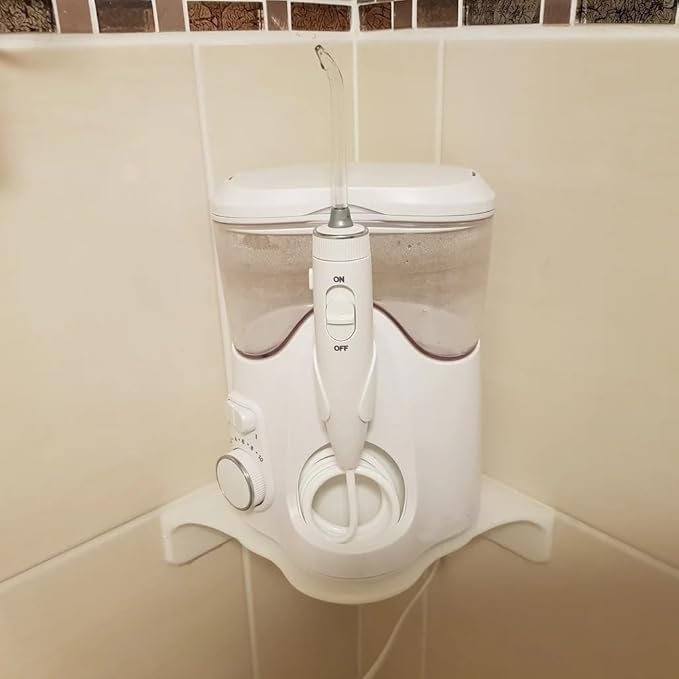 Corner Shelf for Waterpik Water Flosser, White Bathroom Organizer Storage Holder