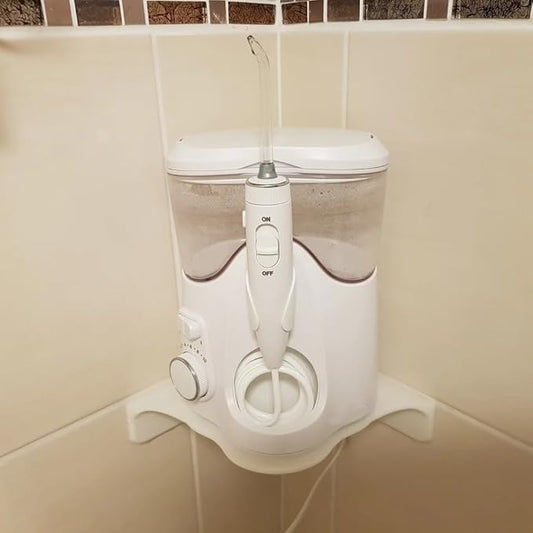 Corner Shelf for Waterpik Water Flosser, White Bathroom Organizer Storage Holder
