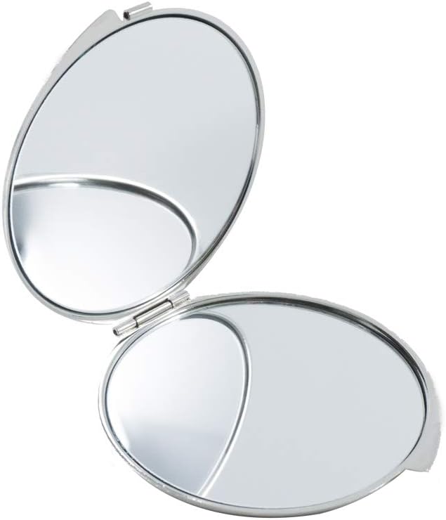Portable Makeup Compact Double Magnifying Mirror Cosmestic Foldable Pocket Style Unique Mother of Pearl Design (Peacock)