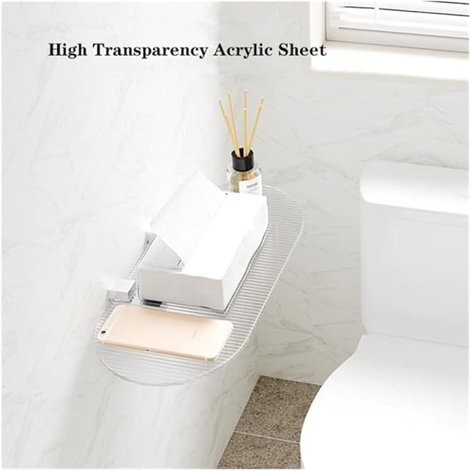 Bathroom Shelves Acrylic Floating Shelves for Wall, Clear Acrylic Display Shelf, Wall Decoration & Storage Shelf for Living Room, Bathroom, Bedroom, Kitchen bathroom organizers and storage(Orange)