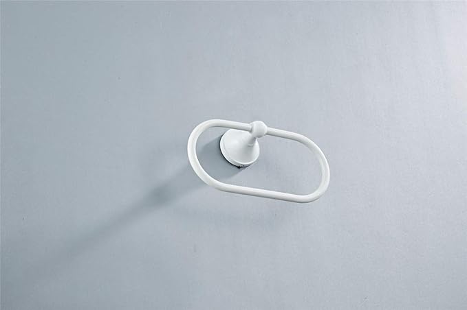 Flybath Oval Towel Ring Antique Brass Hanger Hand Towel Holder for Bathroom Kitchen Accessories Wall Mounted, White Finish