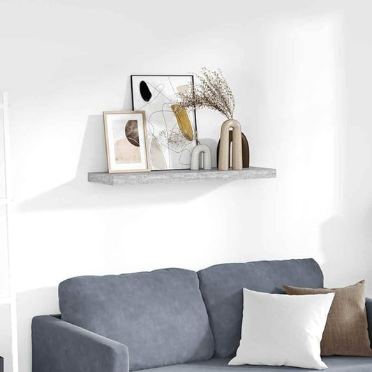 Floating Wall Shelf 31.5 Inch, Concrete Gray Modern Display Shelf with Invisible Mounting, Sturdy MDF Board for Living Room Bedroom Office Decor, Holds 22 lbs for Books Awards Plants Collectibles