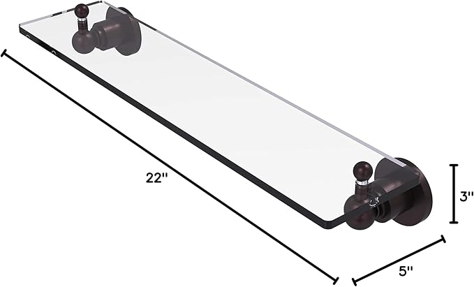 Allied Brass AP-1/22 Astor Place 22 inch Vanity Beveled Edges Glass Shelf, Antique Bronze