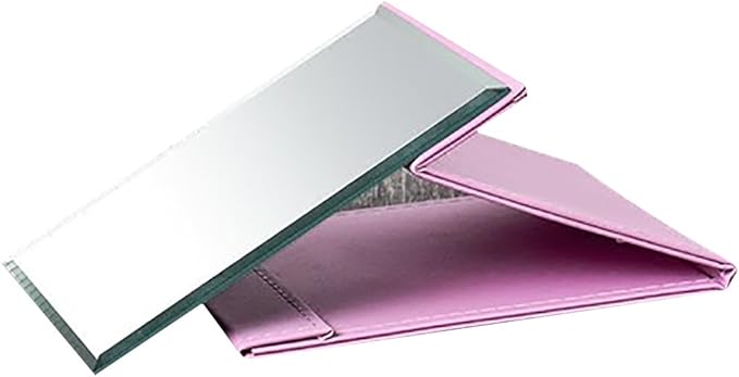 JOLY Protable PU Leather Mirror Folding Desktop Makeup Mirror with Adjustable Stand for Personal Use,Travelling (M, Pink)