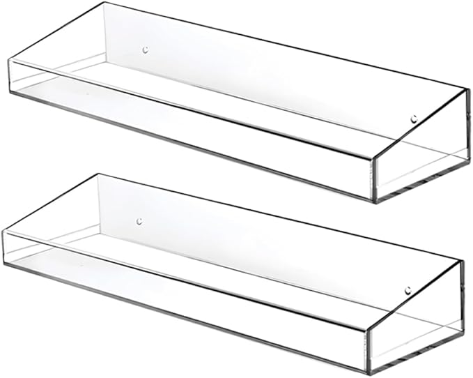 1set Acrylic Floating Shelf for Bathroom Kitchen Wall Wall-mounted Storage Rack for Toiletries Seasoning Bottles Shelf Organizer