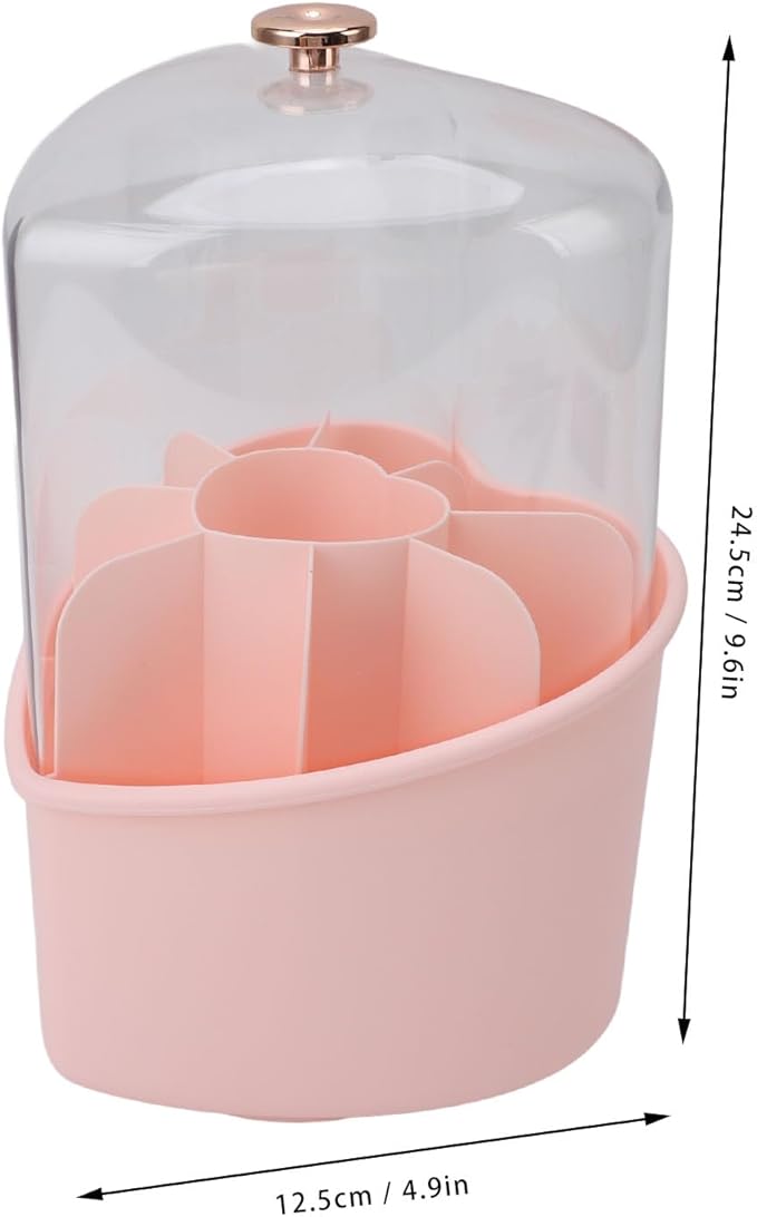 Heart Shape Makeup Brushes Storage Large Capacity Organizer with 360 Degree Rotation, Exquisite Design,Makeup Brushes and Holder for Home Office Travel (Pink Case)