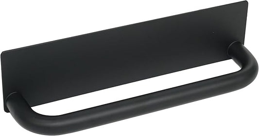 Stainless Steel Adhesive Towel Holder - Peel and Stick, No Drill Waterproof Hand Towel Rack for Bathroom, Kitchen - Self-Adhesive Command Strip, Durable and Easy to Install, 9 Inch Black