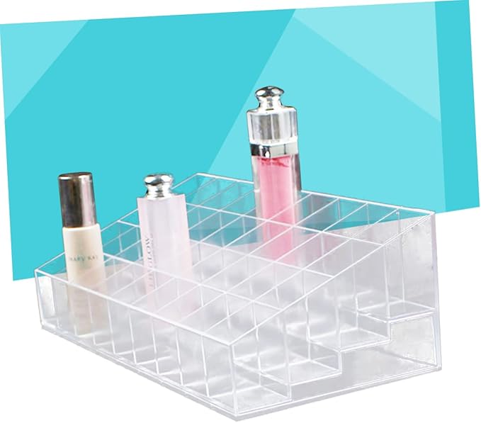 Ipetboom Clear Lipstick Holder Space Lip Organizer for Lip Gloss Makeup Cosmetics Stylish Display Stand for Vanity Dresser Countertop Easy to Clean Design