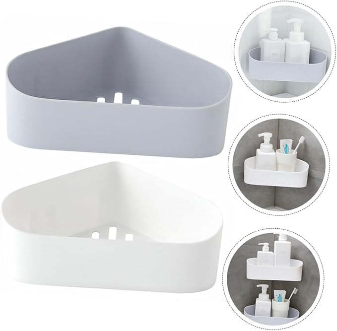 Hemobllo 2pcs Modern White Bathroom Shelves Wall-Mounted Rack Over-the-Toilet Storage Shelf