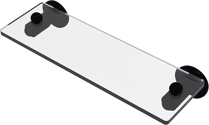 Allied Brass SH-1/16-BKM Soho Collection 16 Inch Glass Vanity Beveled Edges Shelf, Matte Black