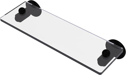 Allied Brass SH-1/16-BKM Soho Collection 16 Inch Glass Vanity Beveled Edges Shelf, Matte Black