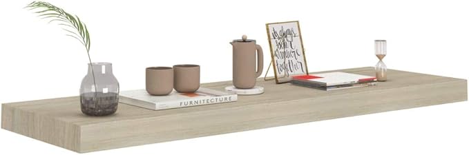 Floating Wall Shelf Oak 31.5x9.3x1.5 Inches MDF Display Rack with Invisible Mounting System for Living Room Bedroom Office Decor Books Awards Collectibles
