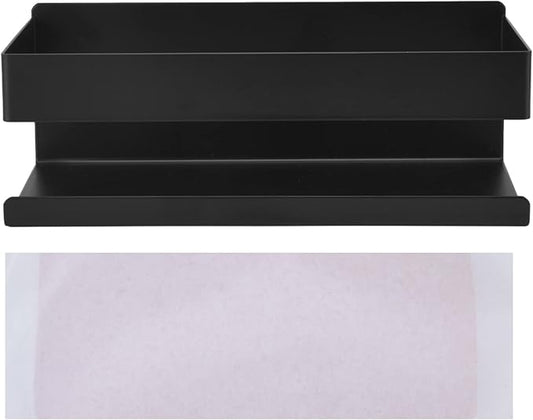 Hilitand Single Tier Shelf Toiletries and Cosmetics Storage Rack, Matte Black Bathroom Kitchen Organizer, No Drilling Installation