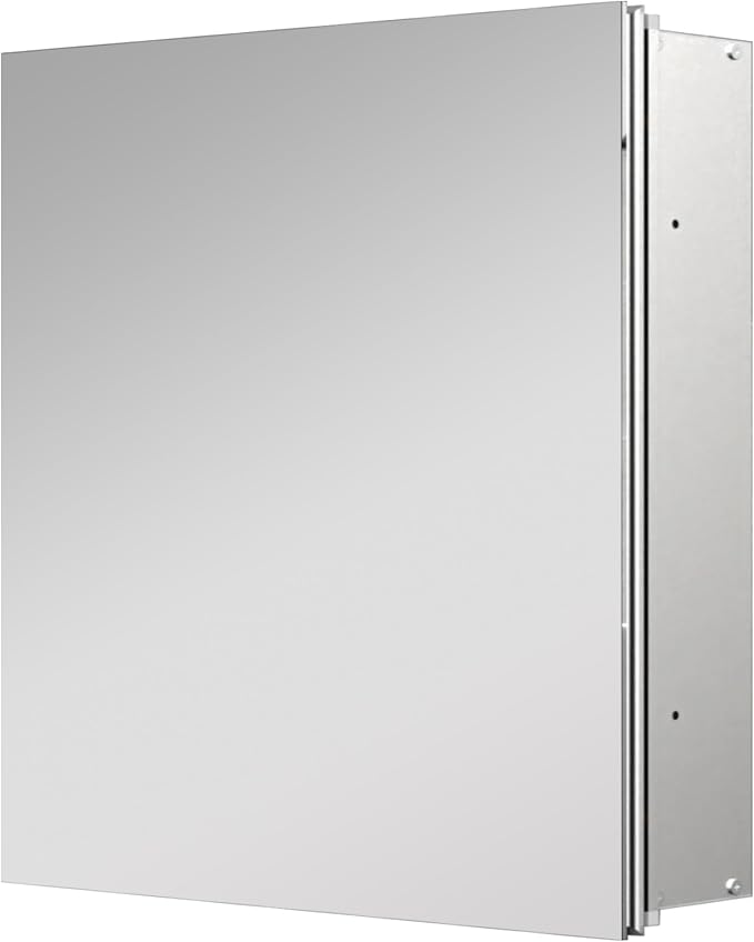 20"x20" Aluminum Medicine Cabinet, Bathroom Cabinet with Mirror,Firm and Durable, Waterproof and Rust-Proof, Recessed or Surface Mount,Assembly Required