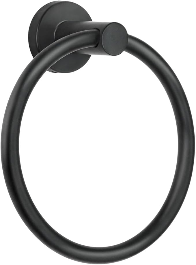 Towel Ring,Hand Towel Holder for Wall Mounted,Towel Holder,Towel-Racks, Bathroom Hardware Simple Round Towel Hanger SUS 304 Stainless Steel (Black)