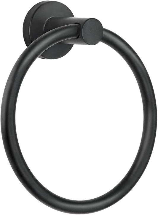 Towel Ring,Hand Towel Holder for Wall Mounted,Towel Holder,Towel-Racks, Bathroom Hardware Simple Round Towel Hanger SUS 304 Stainless Steel (Black)