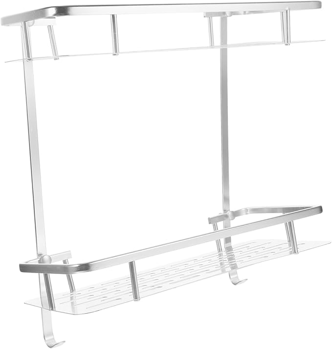 Bathroom Wall-Mounted Storage Rack Double Layer Space Aluminum Toilet Shelf for Organizing Items Bathroom Kitchen Dorm Simple and Practical Design