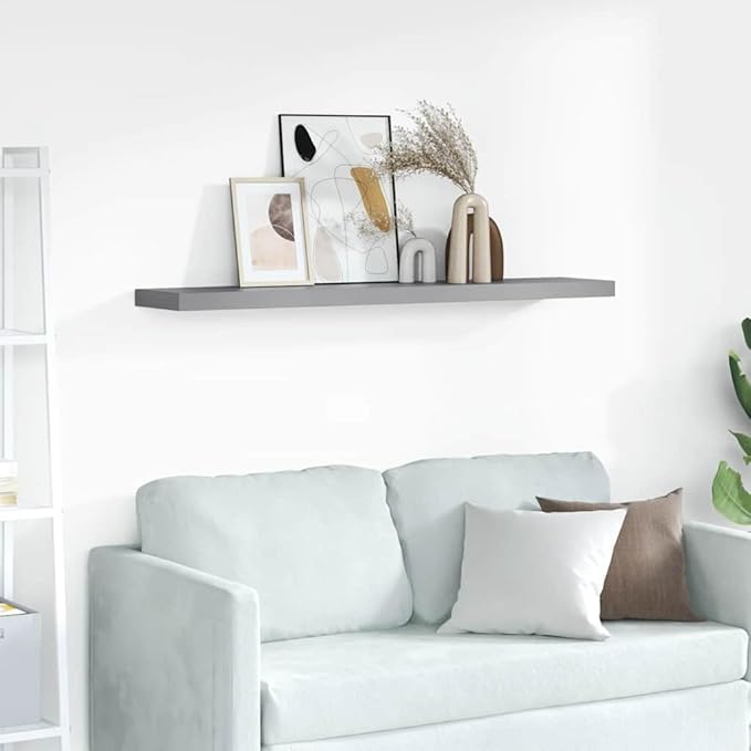 Floating Wall Shelf with Invisible Mount, 47.2 Inch Modern Gray Display Shelf for Living Room & Office, Honeycomb MDF and Metal Frame, Holds 22 lbs for Books, Decor, Awards, and Collectibles
