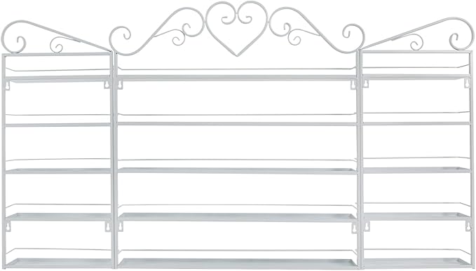 Wall-Mounted Nail Polish Storage Racks Metal Nail Polish Holder 5 Tiers Salon Wall Shelf Organizer Wall Shelf for Nails Salons, Beauty Shops, Stores (1 Middle Rack, 2 Side Racks, White)