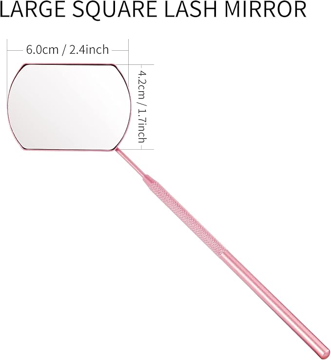 Lash Mirror for Eyelash Extensions, Detachable Stainless Steel Large Eyelash Mirror, Pink