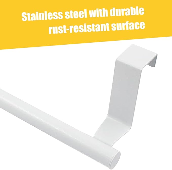 2 Pack 9 Inch Towel Holder, White Bathroom Towel Bar Stainless Steel Hand Towel Rack, Over Cabinet Door Towel Bar for Kitchen Bathroom
