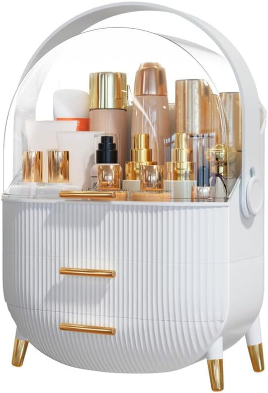 Makeup Organizer Skincare Organizers - Cosmetic Display Cases with Transparent Cover, SkinCare Organizers for Bathroom Countertop, Bedroom Vanity Desk, Lipstick Organizer, White Upgarde