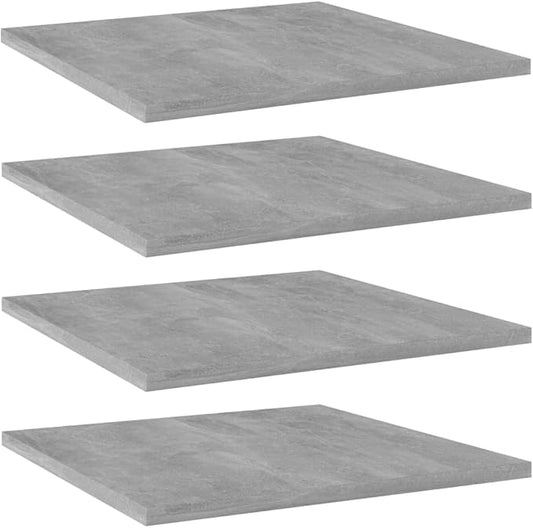 Set of 4 Concrete Grey Floating Shelf Boards Engineered Wood for Stylish Organization and Space Saving