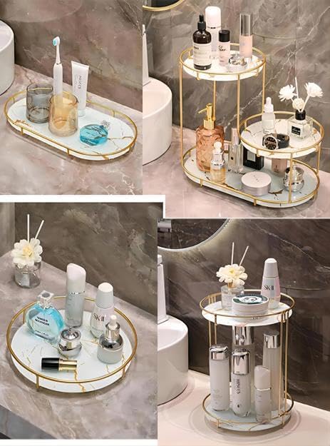 Gold Storage Rack, Bathroom Table Shelf, Perfume Tray, Beautiful Appearance, Super Capacity, Complete Your Daily Storage (QS-20-1) (QS-21-1)