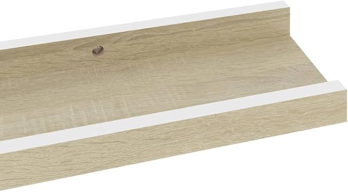 Wall Shelves 2 Pack White and Sonoma Oak Floating Shelves 23.6x3.5x1.2 Inches for Living Room Bedroom Kitchen Storage Display Organizer with 11lb Load Capacity