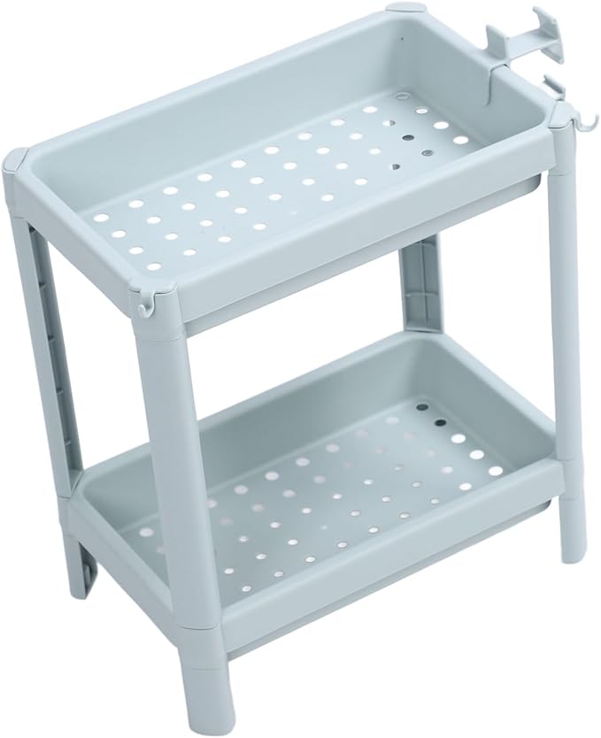Storage Shelf for Bathroom, Open Shelf for Bathroom Storage, Independent Corner Shelf, Storage Shelf, Nordic Blue (2 (2 Tier)