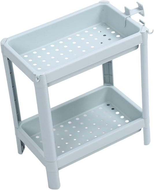 Storage Shelf for Bathroom, Open Shelf for Bathroom Storage, Independent Corner Shelf, Storage Shelf, Nordic Blue (2 (2 Tier)