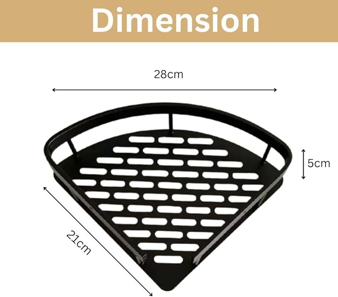 Self Adhesive Aluminum Corner Shelf for Bathroom & Kitchen | Wall Mounted Storage Rack Organizer | No Drilling Bathroom Accessories Holder (Black,Pack of 2)