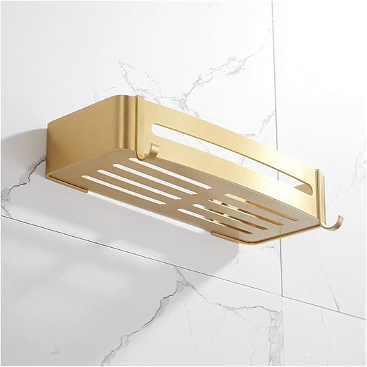 ZTBH Bathroom Divider Bathroom Shelf, Wall Mounted Corner Shelf Bathroom Hardware Sets (Color : Brushed Gold 4)