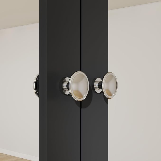 Panana Wall Mounted Bathroom Cabinet Wall Cabinet with 2 Mirrored Doors and Open Compartment, Inner Adjustable Shelf, 22" x 5.1" x 22.8" (Black)