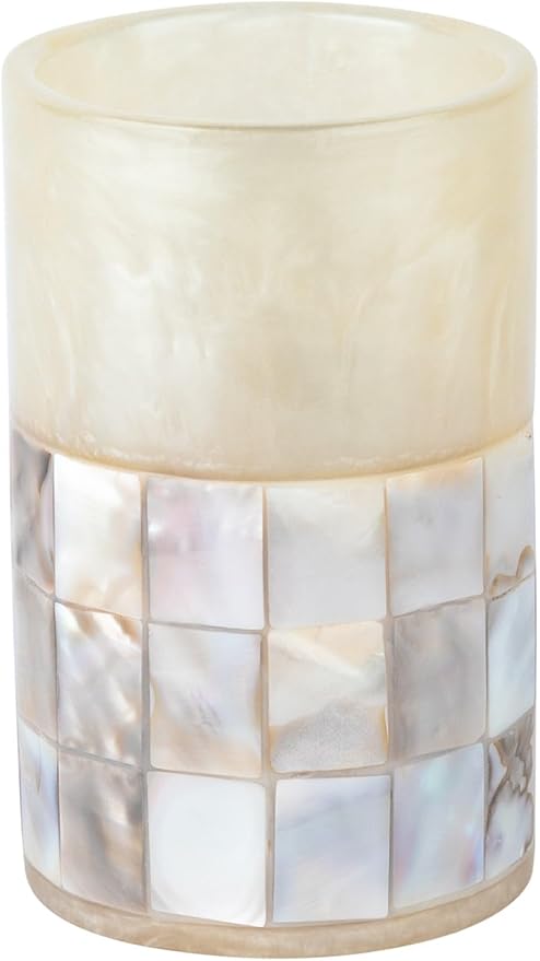 Creative Scents Milano Toothbrush Cup - Electric Toothbrush Holder for Bathroom fits Toothbrushes and Toothpaste - Bathroom Tumbler Cup Finished with Beautiful Mother of Pearl Shells