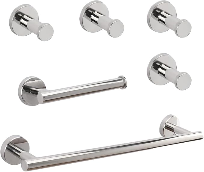 Self Adhesive Bath Towel Bar, Stainless Steel Towel Racks for Bathroom Sticky & Wall Mounted Install Towel Holder,Heavy Duty Towel Rod Rustproof Towel Hanger for Bathroom(Chrome, 16In)