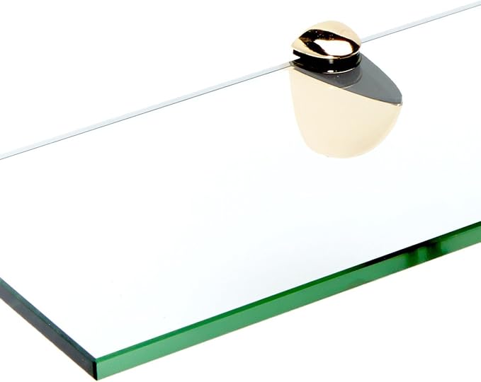 Spancraft Glass P-6x12-Brass Peacock Glass Shelf, Brass, 6" x 12"