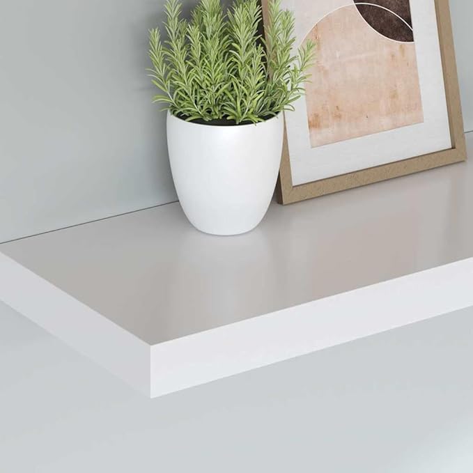 47-Inch Floating Wall Shelf, Modern White Minimalist Display Ledge for Bedroom, Living Room, Office, Heavy Duty MDF Storage Shelf Holds up to 22 lbs, Easy Mount
