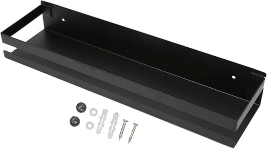 Black Bathroom Rack, Stainless Steel Bathroom Shelf Set with Large Storage Space, Heavy Duty No Drill Shelf for Hotel Dorm Bathroom Kitchen, 40x10x6cm