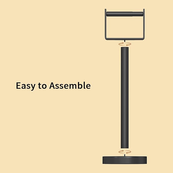 YUMORE Heavy Duty Toilet Paper Holder Stand, Extra-Weighted Base No Tipping, Stainless Steel Toilet Paper Stand, Free Standing Floor Tissue Roll Holder for Bathroom, Matte Black 200UP