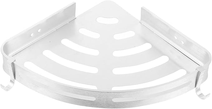 Unomor Punch-Free Wall-Mounted Storage Rack Triangle Space Aluminum Shelf for Bathroom Silver Easy Installation for Home Organization