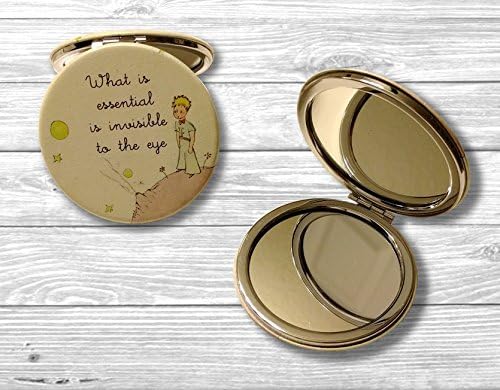 The Little Prince Compact Functional Round Mirror, 2.8"L x 2.8"W, White, Tabletop Mount