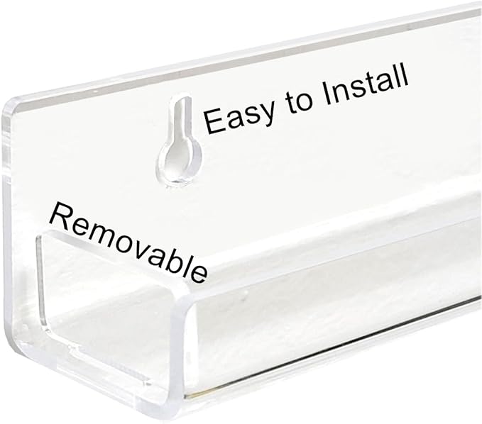 ROYALITA 8-Pack Acrylic Shelves - Nail Polish Organizer Wall Mounted Shelves, Nail Polish Rack with Removable Anti-Slip End Inserts, Nail Polish Holder for Bottles Nail Polish Display & Storage Shelf