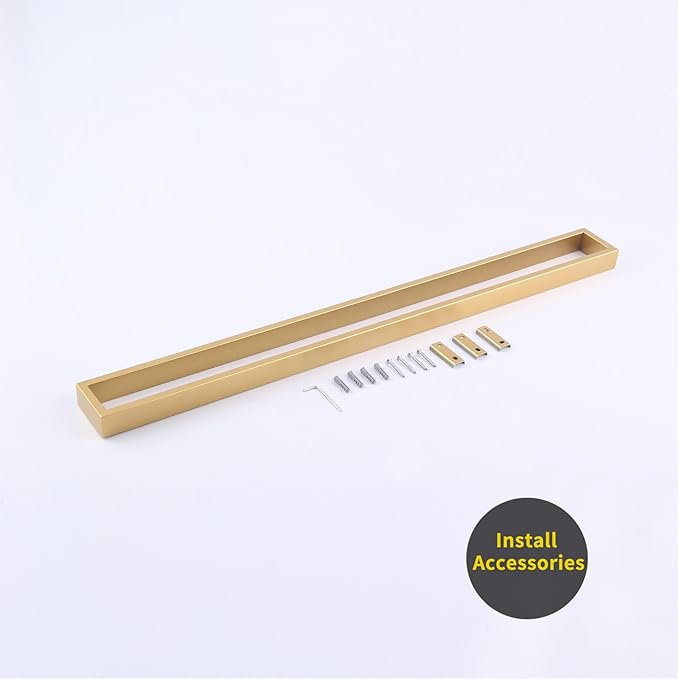 GERZWY 30-Inch Towel Bar, Gold Stainless Steel Modern Square Style Bath Towel Bar Wall Mount HG17702-BE
