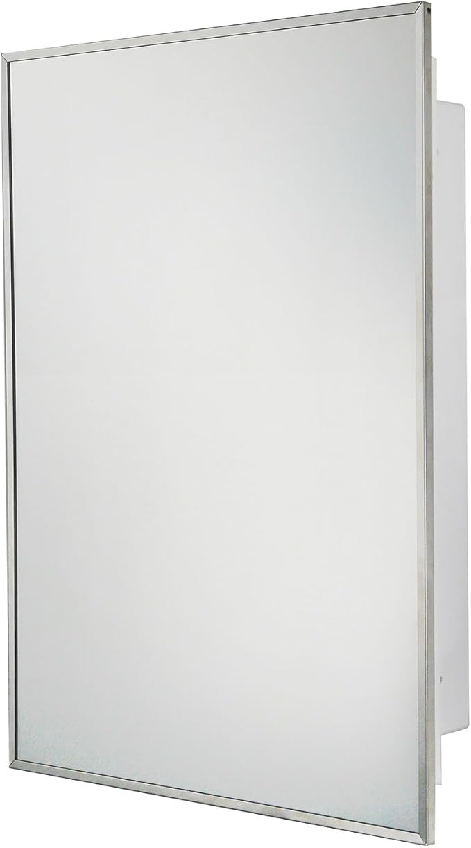IDYLLOR Plastic Bathroom Medicine Cabinet with Framed Mirror 16 x 22 inch, Surface and Recessed Mount
