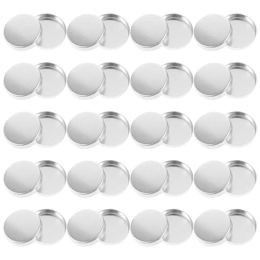 VOSAREA 30pcs Empty Round Metal Tin Palette Pans for Cosmetic Eyeshadow Blush and Lipstick 20mm Magnetic Organizer for DIY Makeup and Craft Projects