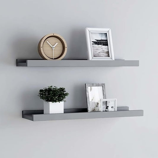 Picture Frame Ledge Shelves 2 Pack Gray Wall Mounted Display Shelves 15.7 inch MDF Board for Photo Frames Decorations Living Room Bedroom Office