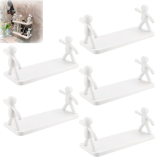 Kitchen Toilet Receive Shelf, Punching-Free Villain Storage Rack, Bathroom Humanoid Shelves Over, Toilet Storage Shelf, Wall Mounted Shelf, Toilet Paper Holder, Kitchen Storage Rack(White*5)